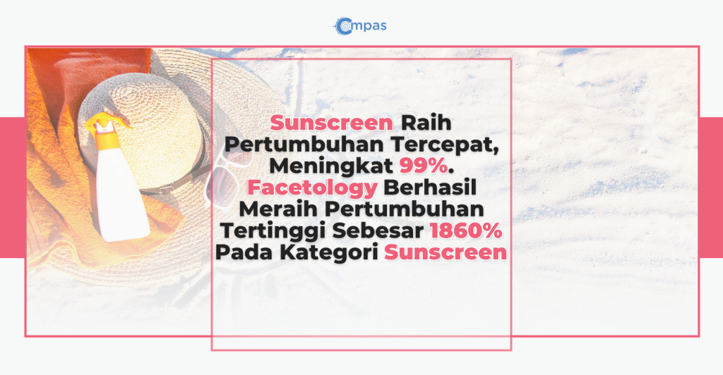 Sunscreen Raih Pertumbuhan Tercepat, Meningkat 99%. Facetology Berhasil Meraih Pertumbuhan Tertinggi Sebesar 1,860% pada Kategori Sunscreen