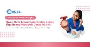 Top brand bedak lokal di Shopee Q2 2026 dengan Make Over di posisi pertama serta tiga brand Paragon mencatat total 26,45% market share.