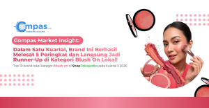 Top 10 brand lokal kategori blush on di ShopTokopedia Q2 2026 dengan Prettyme naik lima peringkat dan menjadi runner-up.