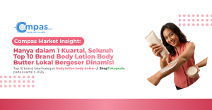 Top 10 brand lokal kategori body lotion dan body butter di ShopTokopedia Q2 2026 dengan seluruh posisi ranking berubah dibandingkan Q1 2026.